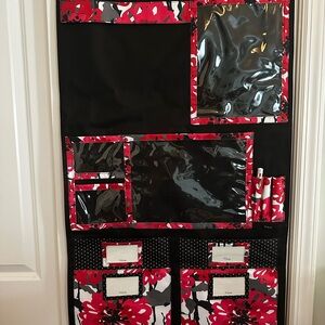 Thirty-One Black and Red Floral Organizer like new. Great for school items